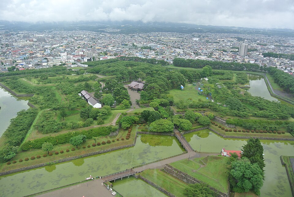 五稜郭タワーから見下ろす星形の五稜郭